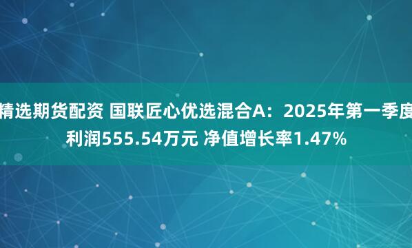 精选期货配资 国联匠心优选混合A：2025年第一季度利润555.54万元 净值增长率1.47%